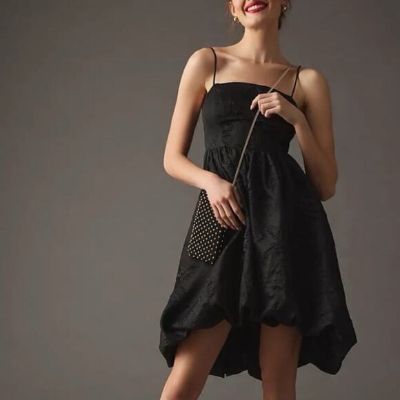 Anthropologie Jacquard Bubble Hem Dress Black Size 10 NEW - Picture 2 of 16